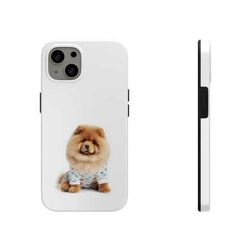 „iPhone“ dėklas su pūkuotu šunimi Chow Chow ir belaidžiu įkrovimu