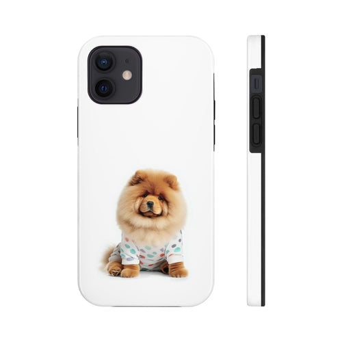 „iPhone“ dėklas su pūkuotu šunimi Chow Chow ir belaidžiu įkrovimu