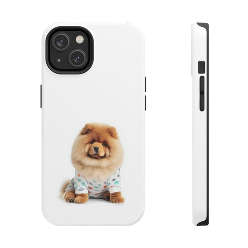 „iPhone“ dėklas su pūkuotu šunimi Chow Chow ir belaidžiu įkrovimu