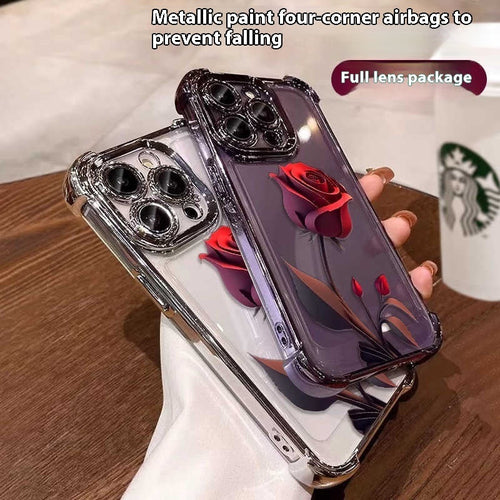 Red Rose and Crystal Rose Silver Phone Cases for Apple Devices