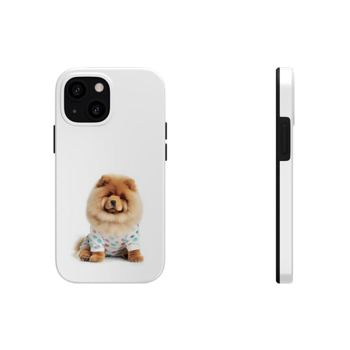 „iPhone“ dėklas su pūkuotu šunimi Chow Chow ir belaidžiu įkrovimu