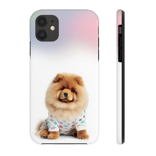 „iPhone“ dėklas su pūkuotu šunimi Chow Chow ir belaidžiu įkrovimu