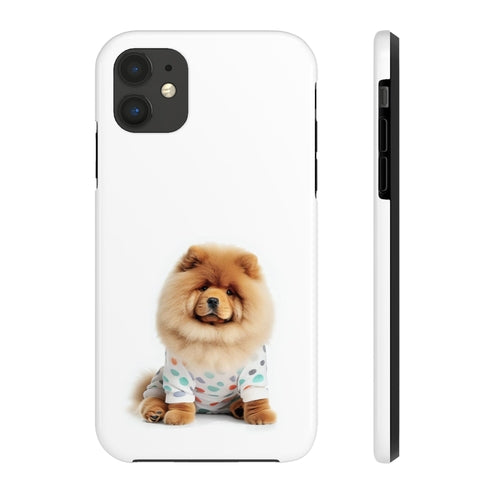 „iPhone“ dėklas su pūkuotu šunimi Chow Chow ir belaidžiu įkrovimu