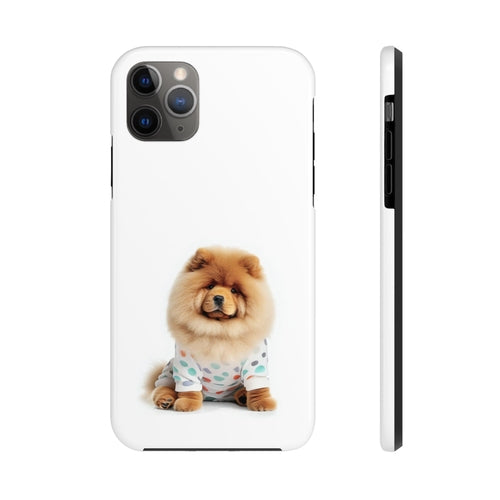 „iPhone“ dėklas su pūkuotu šunimi Chow Chow ir belaidžiu įkrovimu