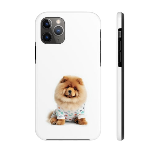 „iPhone“ dėklas su pūkuotu šunimi Chow Chow ir belaidžiu įkrovimu