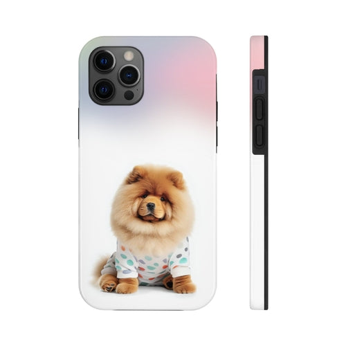 „iPhone“ dėklas su pūkuotu šunimi Chow Chow ir belaidžiu įkrovimu