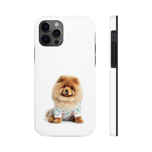 „iPhone“ dėklas su pūkuotu šunimi Chow Chow ir belaidžiu įkrovimu