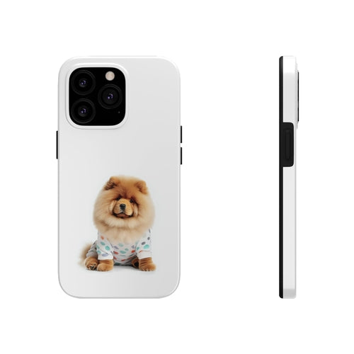 „iPhone“ dėklas su pūkuotu šunimi Chow Chow ir belaidžiu įkrovimu
