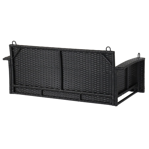 SolunaSwing™ – 4 pėdų juodas rotango kabinamas krėslas su mėlynomis pagalvėlėmis