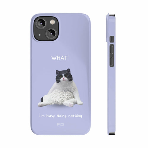 Juokinga katės tematika, plonas purpurinis dėklas, skirtas „iPhone 14“ serijai