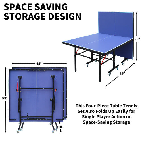 GameMaster™ – 8ft Mid-Size Foldable Ping Pong Table Set w/ Net,