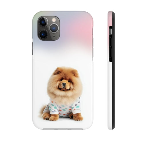 „iPhone“ dėklas su pūkuotu šunimi Chow Chow ir belaidžiu įkrovimu
