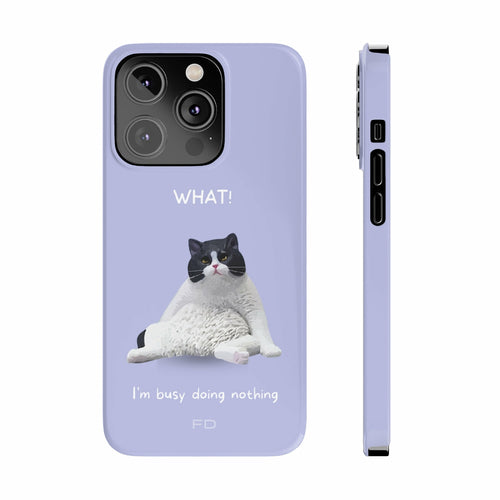Juokinga katės tematika, plonas purpurinis dėklas, skirtas „iPhone 14“ serijai
