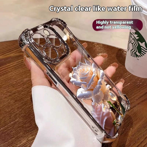 Red Rose and Crystal Rose Silver Phone Cases for Apple Devices
