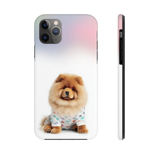 „iPhone“ dėklas su pūkuotu šunimi Chow Chow ir belaidžiu įkrovimu