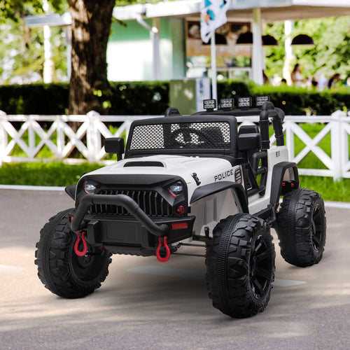 Aosom 12V galingas dvivietis vaikiškas elektrinis policijos automobilis „Jeep“