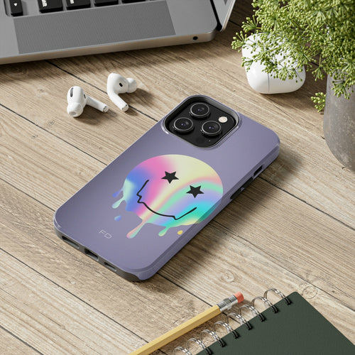 „iPhone“ dėklas „Laimingas veidas su žvaigždėmis“ su belaidžiu įkrovimu