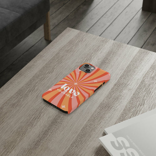 Mylėk save! Teigiamos žinutės plonas dėklas, skirtas „iPhone 14“ serijai