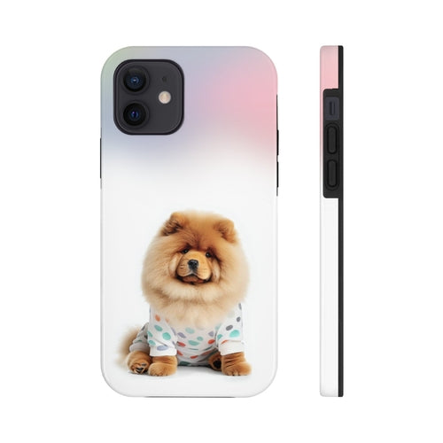 „iPhone“ dėklas su pūkuotu šunimi Chow Chow ir belaidžiu įkrovimu