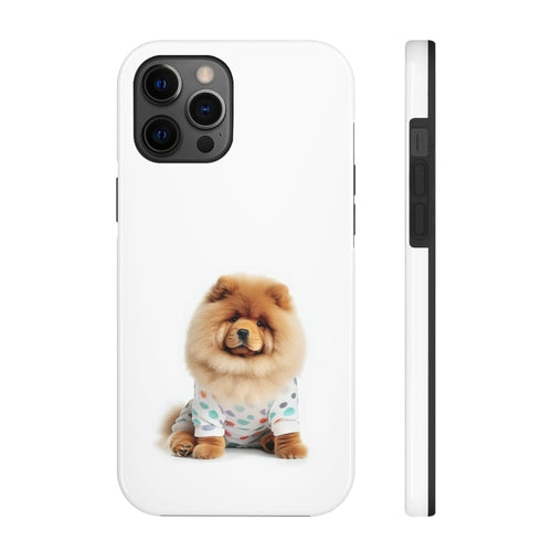 „iPhone“ dėklas su pūkuotu šunimi Chow Chow ir belaidžiu įkrovimu