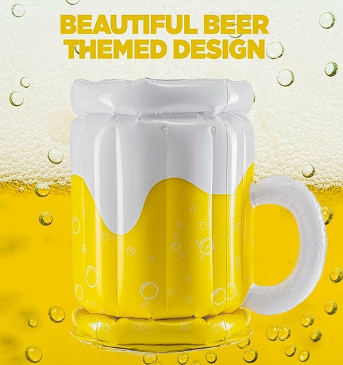 Didelis pripučiamas alaus bokalo šaldytuvas-plaukimo ratas gėrimams vėsinti