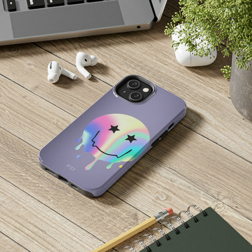 „iPhone“ dėklas „Laimingas veidas su žvaigždėmis“ su belaidžiu įkrovimu