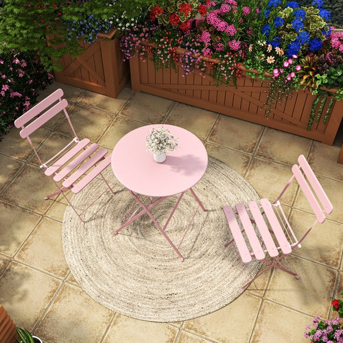 3 Piece Outdoor/Indoor Folding Patio Bistro Set, 2 Chair Furniture Set