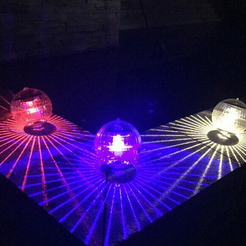 Lauko saulės energija įkraunamas plaukiojantis LED šviestuvas sodo tvenkiniui, baseinui, besisukantis RGB