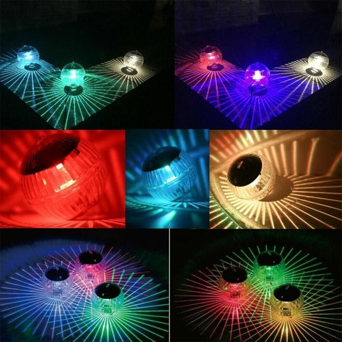 Lauko saulės energija įkraunamas plaukiojantis LED šviestuvas sodo tvenkiniui, baseinui, besisukantis RGB