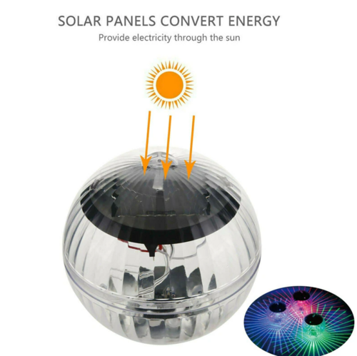 Lauko saulės energija įkraunamas plaukiojantis LED šviestuvas sodo tvenkiniui, baseinui, besisukantis RGB