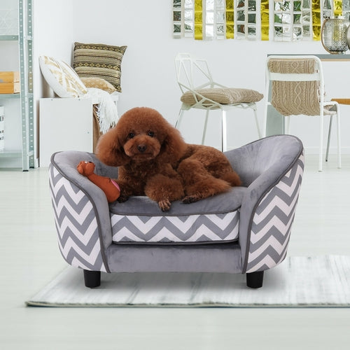 PawHut naminių gyvūnėlių minkšta šilta sofa pakelta šunų šuniukų miegamojo lova pakelta