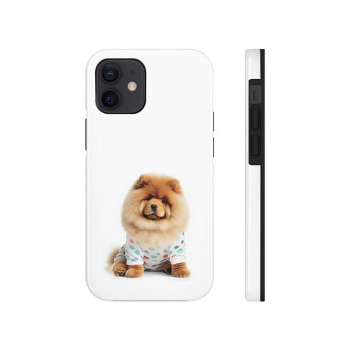 „iPhone“ dėklas su pūkuotu šunimi Chow Chow ir belaidžiu įkrovimu