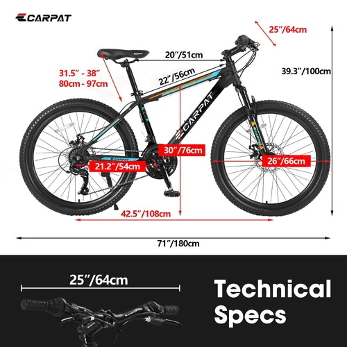Carpat City-Cruizer™ – 26 colių kalnų dviratis (juoda-mėlyna)