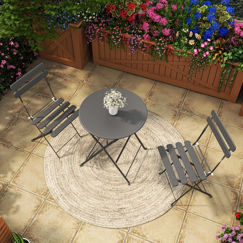3 Piece Outdoor/Indoor Folding Patio Bistro Set, 2 Chair Furniture Set