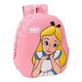 3D mokyklinis krepšys „Disney Alisa Stebuklų šalyje“ rožinis