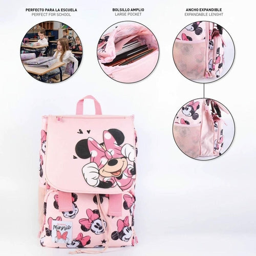 Mokyklinė kuprinė Minnie Mouse rožinė (28,5 x 15 x 41 cm)