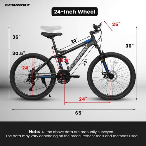 „FlexRide™ 24“ – 24 colių MTB dviratis su diskiniais stabdžiais ir 21 pavara