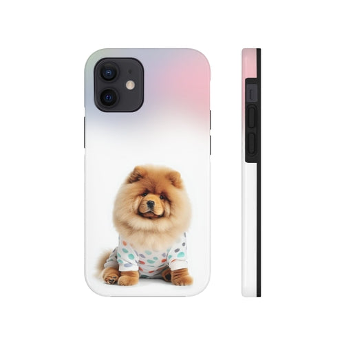 „iPhone“ dėklas su pūkuotu šunimi Chow Chow ir belaidžiu įkrovimu