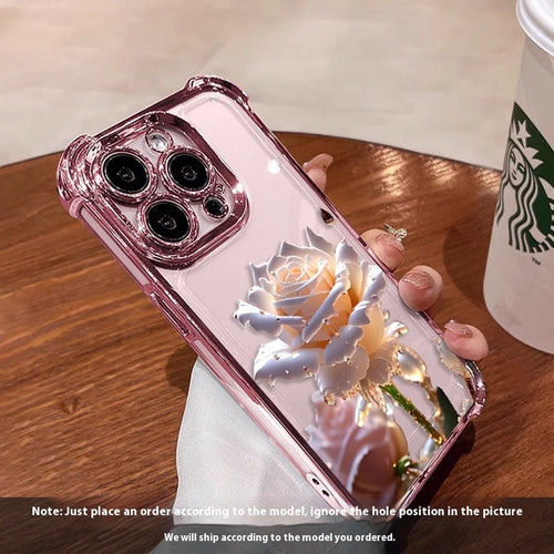 Red Rose and Crystal Rose Silver Phone Cases for Apple Devices
