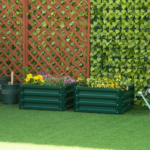 Outsunny 2' x 2' x 1' 2-Pieces Raised Garden Bed with Color Steel