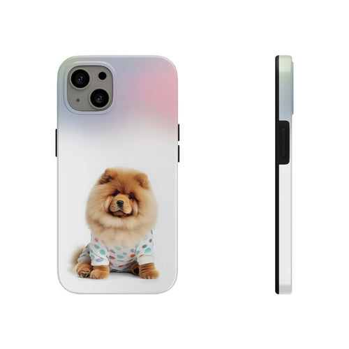 „iPhone“ dėklas su pūkuotu šunimi Chow Chow ir belaidžiu įkrovimu