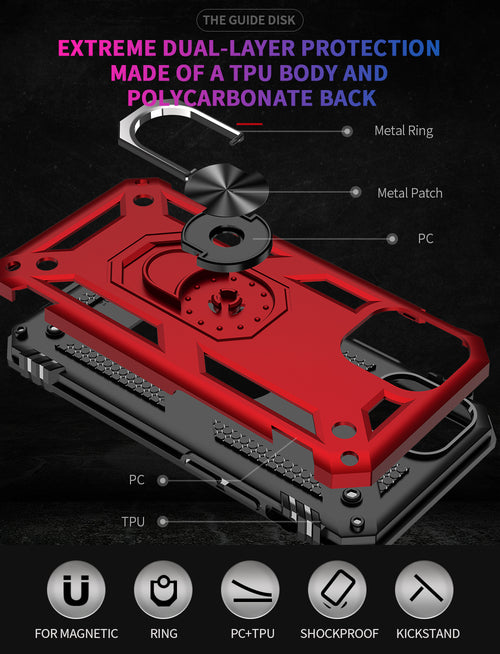 Tech Armor žiedinis stovelis telefono dėklas su metaline plokštele, skirtas iPhone 12 Mini