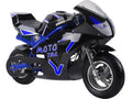 MotoTec MT-Elec-GT-Blue 36V elektrinis kišeninis motociklas GT, 500W - mėlynas