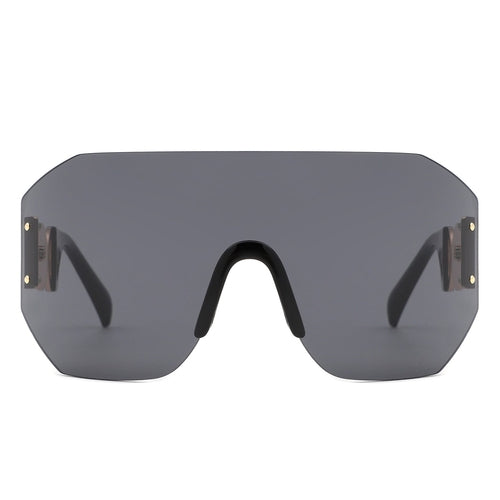 Brio - Oversized Bold Square Retro Rimless Sunglasses