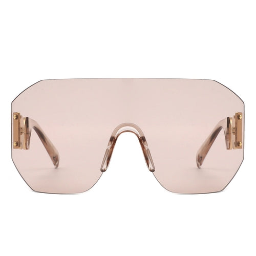 Brio - Oversized Bold Square Retro Rimless Sunglasses