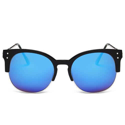 ABANDA |  Round Mirrored Flat Lens Half Frame Sunglasses Circle