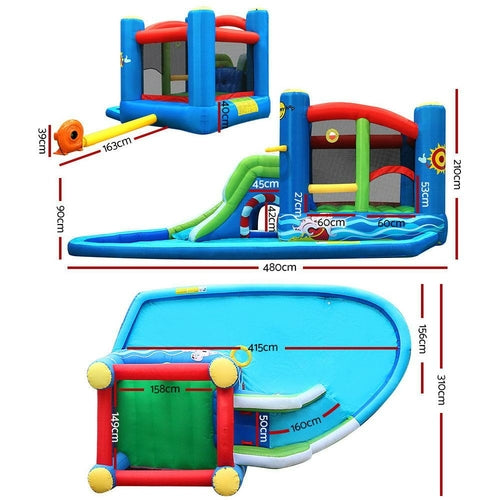 Happy Hop Inflatable Water Slide Jumping Trampoline Castle Bouncer Toy