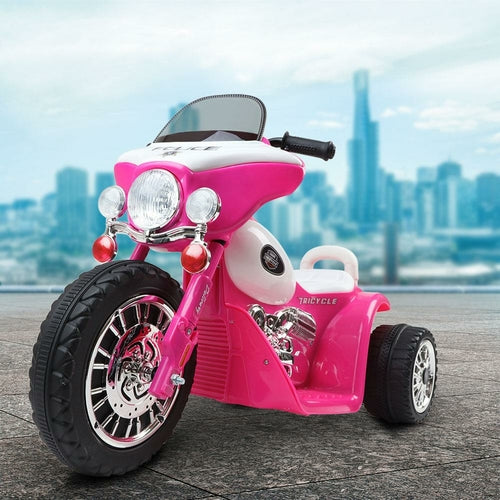 Rigo Kids Electric Ride On Patrol Police Car Harley-Inspired 6V Pink