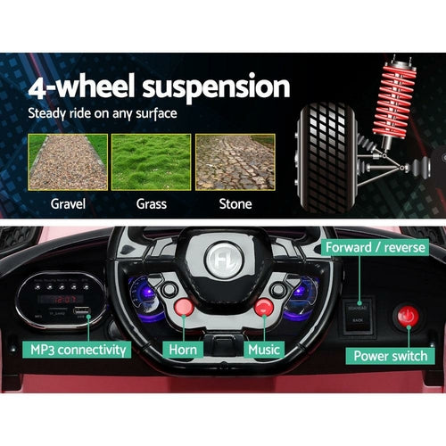 Rigo „Ride On Car“ vaikams elektriniai važiuojami automobiliai visureigiai, su pulteliu, 12 V, rožiniai