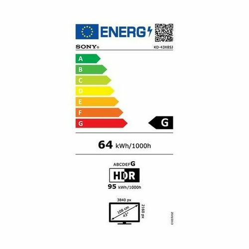 Smart TV Sony KD43X85J 43" 4K Ultra HD LED WiFi Android TV, juodas